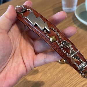 Coach Brown Leather Bracelet with Silver and Gold Accents